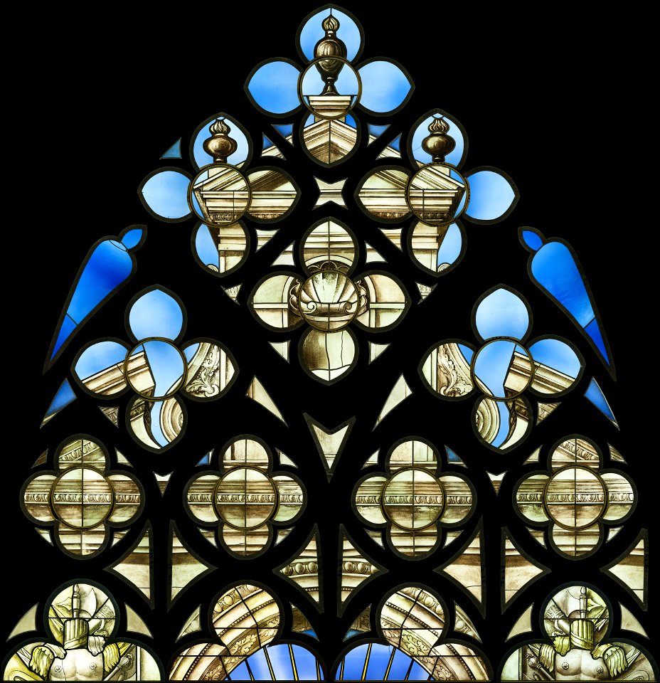 Saint-Chapelle de Vincennes - Baie 6 - Décor d'architecture (bgw17 0677)