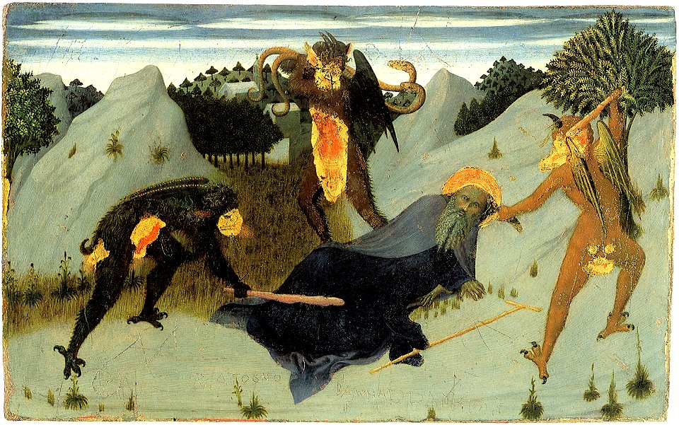 Saint-antony-beaten-by-the-devils-- Sassetta--Siena Pinacoteca