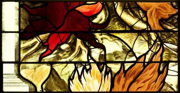Saint-Chapelle de Vincennes - Baie 2 - Arbres en flammes (bgw17 0467)