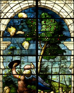 Saint-Chapelle de Vincennes - Baie 4 - Les anges marquant au front les serviteurs de Dieu, détail de l'ange combattant les vents (bgw17 0504)