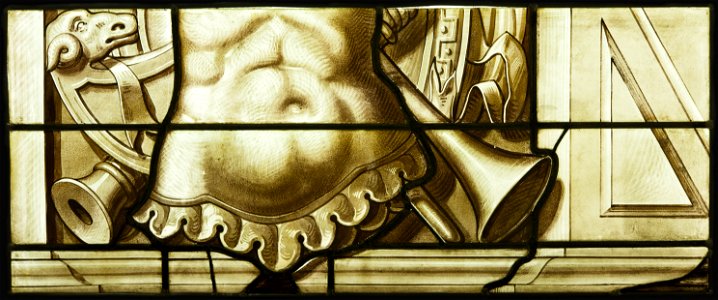 Saint-Chapelle de Vincennes - Baie 6 - Trophée d'armes (détail) (bgw17 0736)