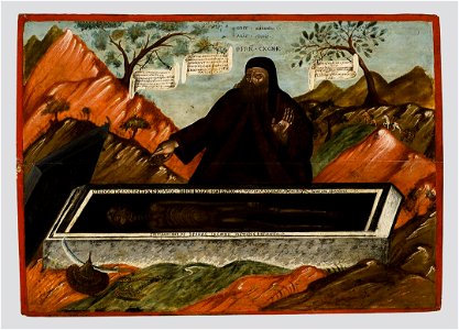 Saint Sisoes facing the tomb of Alexander the Great (Byzantine museum)