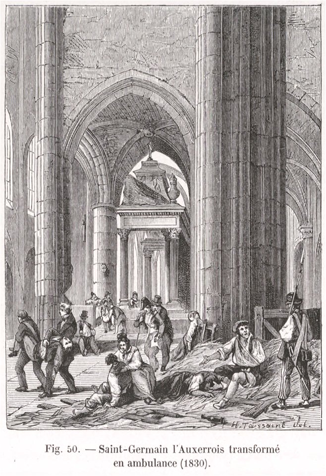 Saint-Germain l'Auxerrois transformé en ambulance, 1830