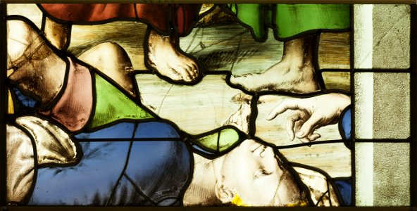 Saint-Chapelle de Vincennes - Baie 3 - Homme mort au sol (bgw17 0869)