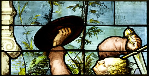 Saint-Chapelle de Vincennes - Baie 4 - Ange combattant les vents (bgw17 0525)