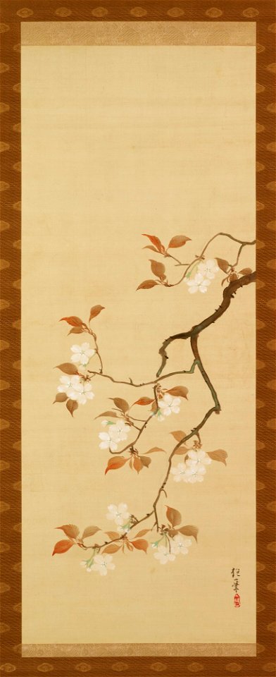 Sakai Hoitsu - Triptych of the Seasons, Cherry Blossoms - 82.30.3 - Detroit Institute of Arts