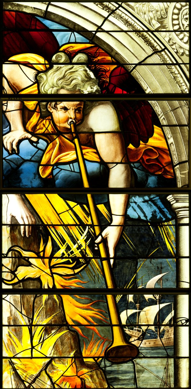Saint-Chapelle de Vincennes - Baie 2 - La mer changée en sang, détail de l'ange (bgw17 0439)