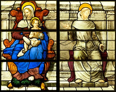 Saint-Chapelle de Vincennes - Baie 4 - Vierge à l'Enfant et saint François d'Assise (bgw17 0502)