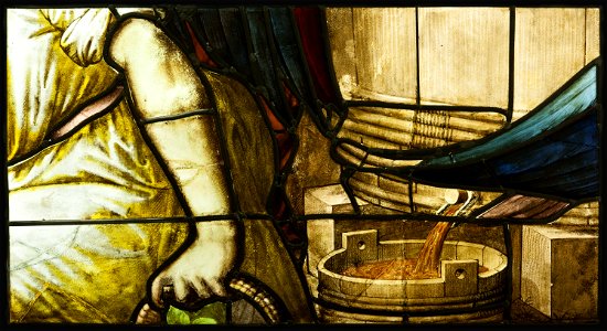 Saint-Chapelle de Vincennes - Baie 6 - Ange portant un panier devant le pressoir de la colère de Dieu (bgw17 0722)