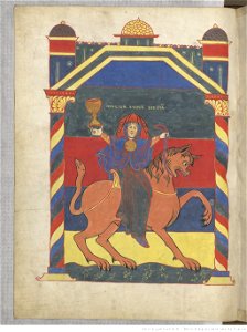 Saint-Sever Beatus f. 052v - Great whore. Free illustration for personal and commercial use.