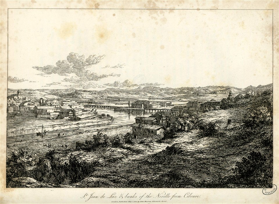 Saint-Jean-de-Luz et les berges de la Nivelle depuis Ciboure St. Jean de Luz and banks of the Nivelle from Ciboure - Fonds Ancely - B315556101 A BATTY 1 092