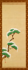 Sakai Hoitsu - Triptych of the Seasons, Snow Clad Pine - 82.30.1 - Detroit Institute of Arts