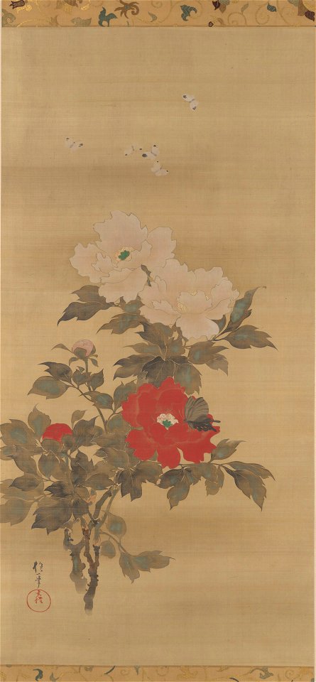 Sakai Hoitsu - Peonies and Butterflie - 1940.171 - Yale University Art Gallery