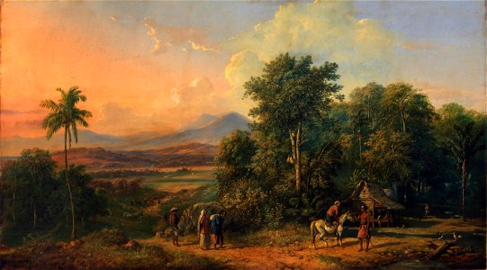 Forest and Native House by Raden Saleh