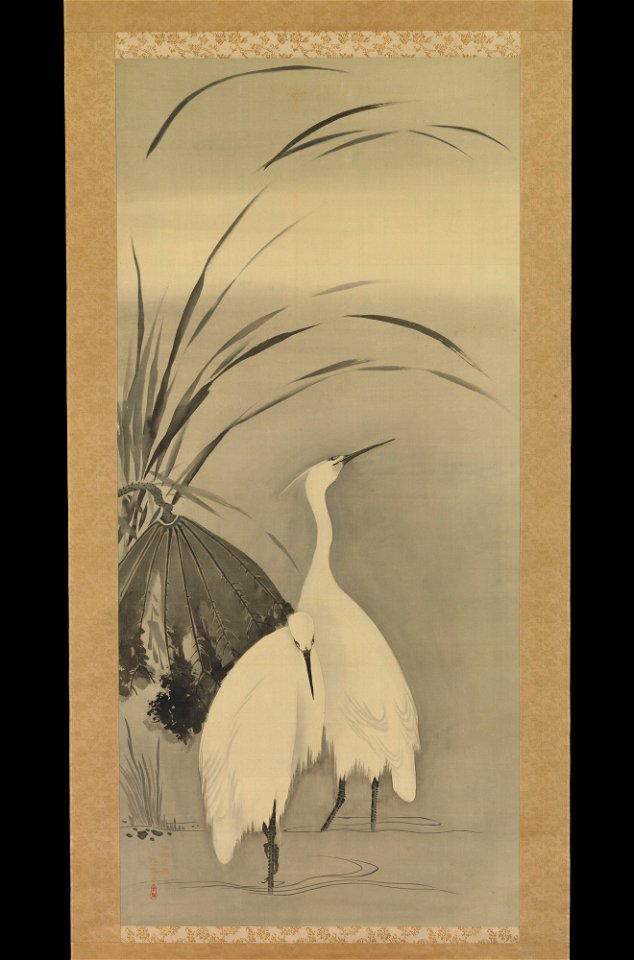 Sakai Hōitsu - Two Egrets and Lotus - 2015.500.9.13 - Metropolitan Museum of Art