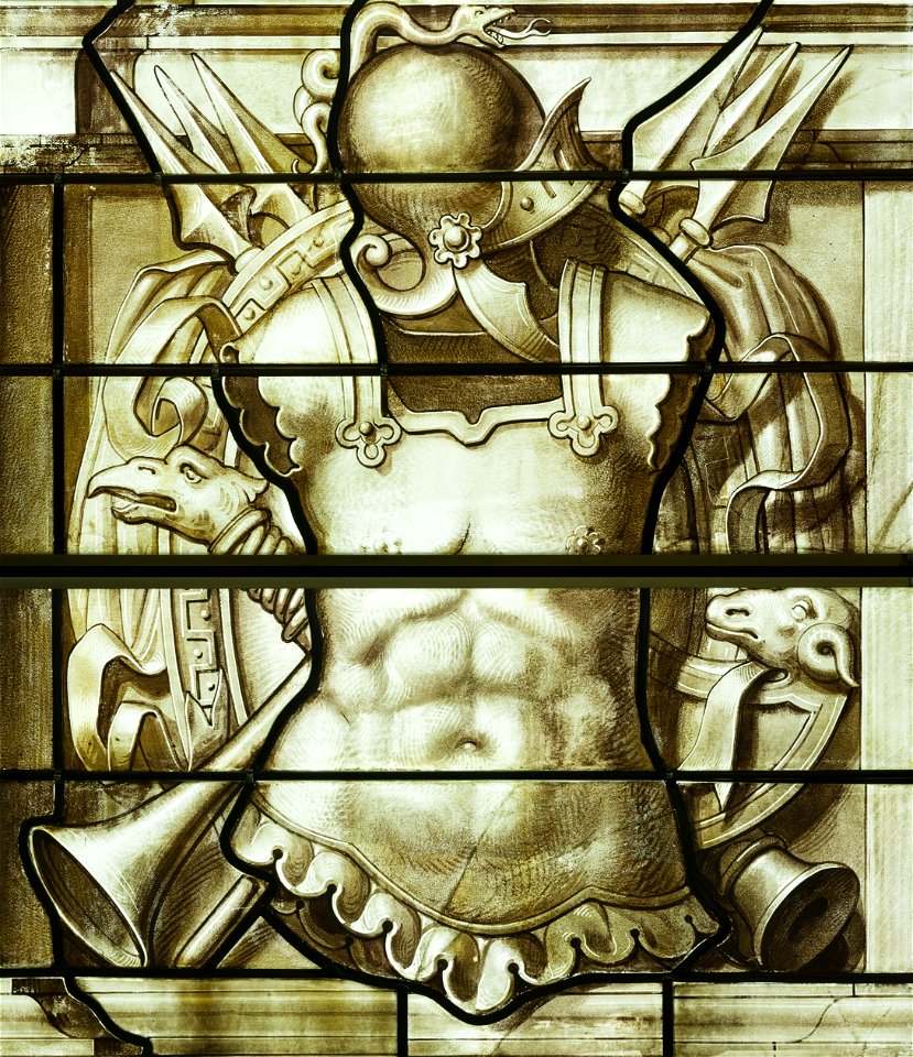 Saint-Chapelle de Vincennes - Baie 6 - Trophée d'armes (bgw17 0686)