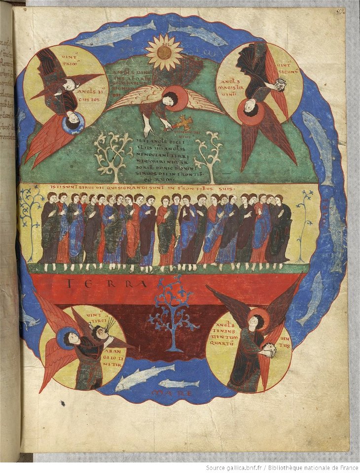 Saint-Sever Beatus f. 119r - Angels holding winds - Free Stock ...