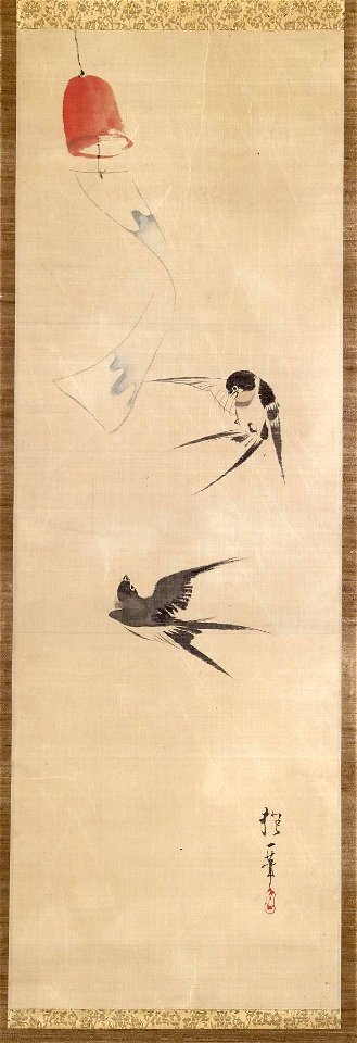 Sakai Hoitsu - Two Swallows and Wind Bell - Walters 3572