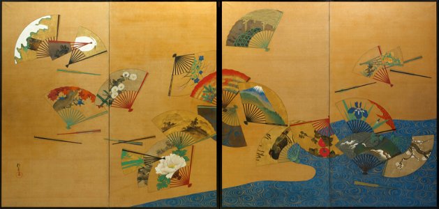 Sakai Hōitsu - Fans and Stream - 140-1987a,b - Saint Louis Art Museum