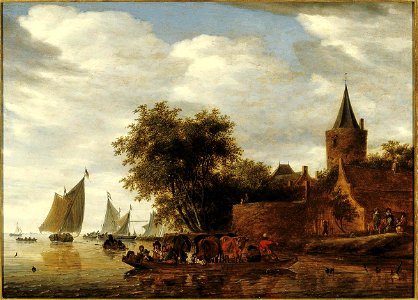 Salomon Jacobsz van Ruysdael - River View with Ferry and Bastion