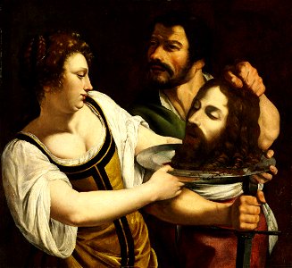 Salome with the Head of Saint John the Baptist by Artemisia Gentileschi ca. 1610-1615. Free illustration for personal and commercial use.