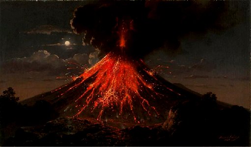 Raden Saleh - Merapi volcano, eruption at night, 1865
