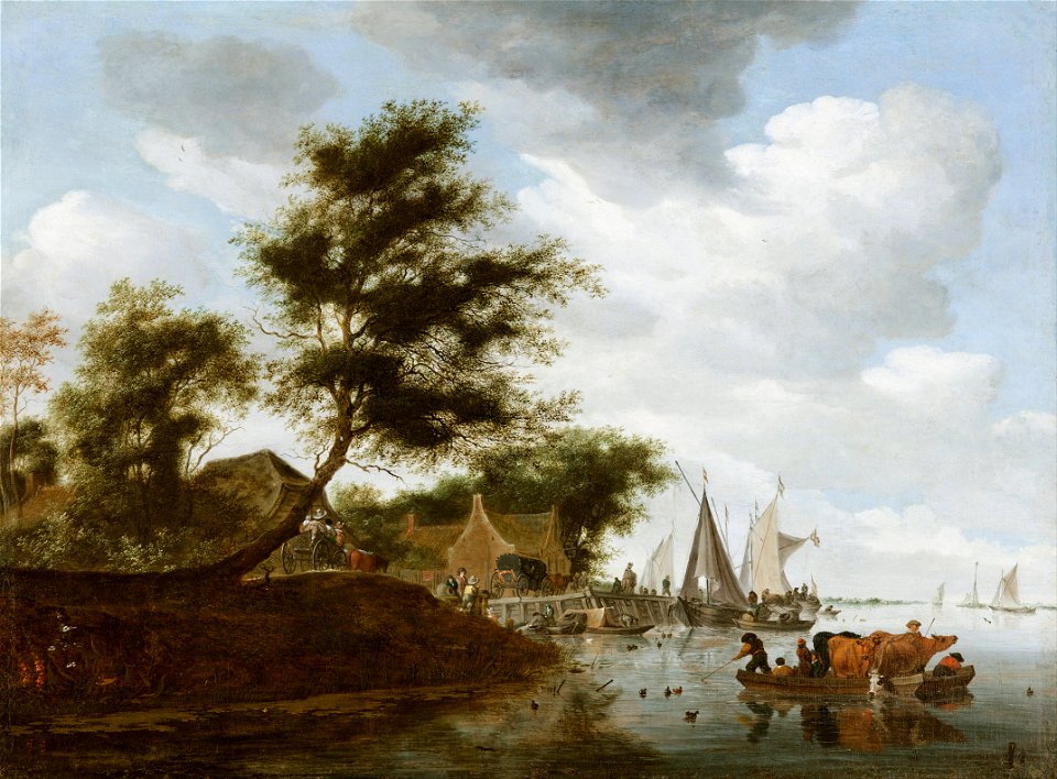 Salomon van Ruysdael - River landscape with ferry - Google Art Project