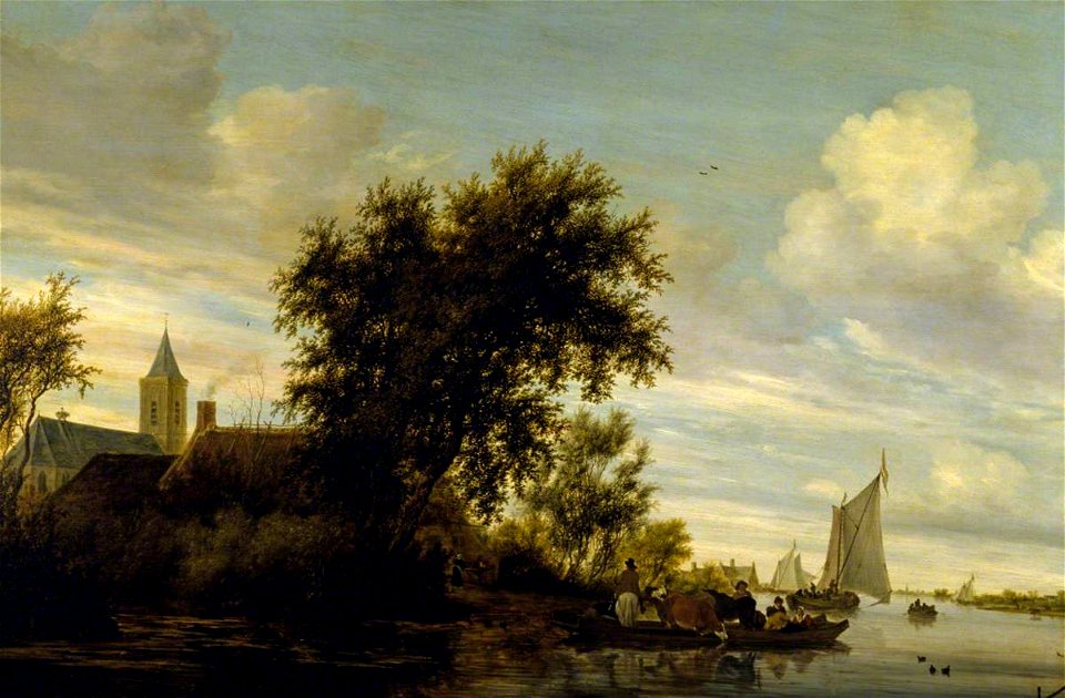 Salomon van Ruysdael (c.1602-1670) - A River Scene with a Ferry Boat - 1246472 - National Trust