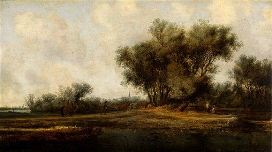 Salomon van Ruysdael - Flussufer mit Weidengebüsch und einer Viehherde - 1846 - Staatliche Kunsthalle Karlsruhe