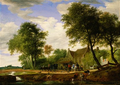 Salomon-van-ruysdael-reizigers-voor-herberg-de-witte-zwaan-1662