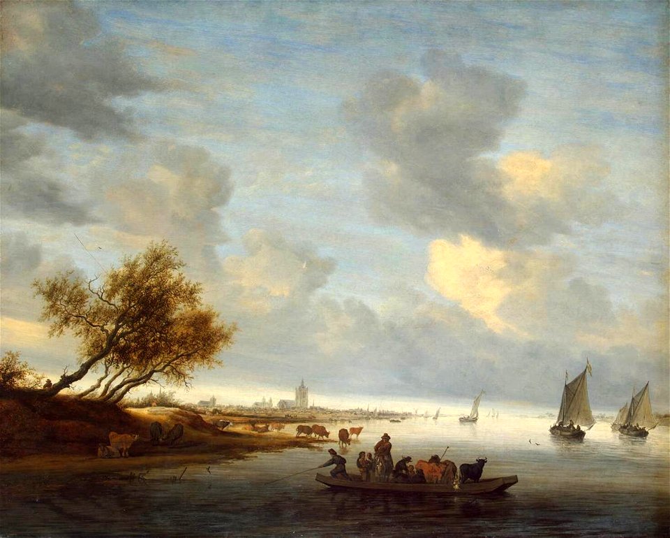 Salomon van Ruysdael - A Ferry Boat near Arnheim - WGA20576