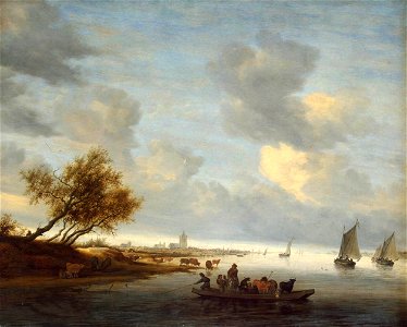 Salomon van Ruysdael - A Ferry Boat near Arnheim - WGA20576