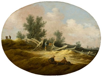 Salomon van Ruysdael - Landscape with a Wooden Fence and Figures - NM 7300 - Nationalmuseum