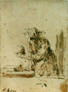 Salvator Rosa - Homme contemplant un crâne