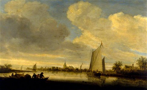 Salomon van Ruysdael (c.1602-1670) - A River Estuary - 1246493 - National Trust. Free illustration for personal and commercial use.