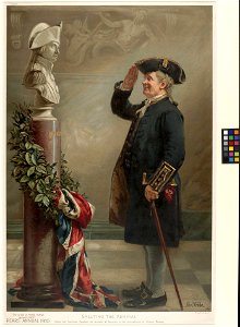 Saluting the Admiral (Pears Poster) (Greenwich Pensioner saluting bust of Nelson). This is One of three Plates presented with Pears' Annual 1905 RMG PZ7615