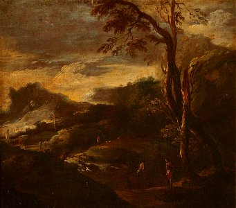Salvator Rosa (1615-1673) (style of) - A Mountainous River Landscape with Figures - 631060 - National Trust