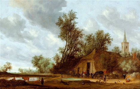 Salomon van Ruysdael - The halt at the inn - Google Art Project