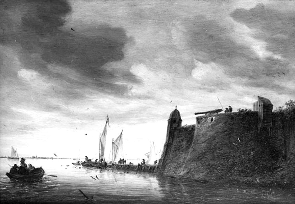 Salomon van Ruysdael - Fortification on a River NK1524