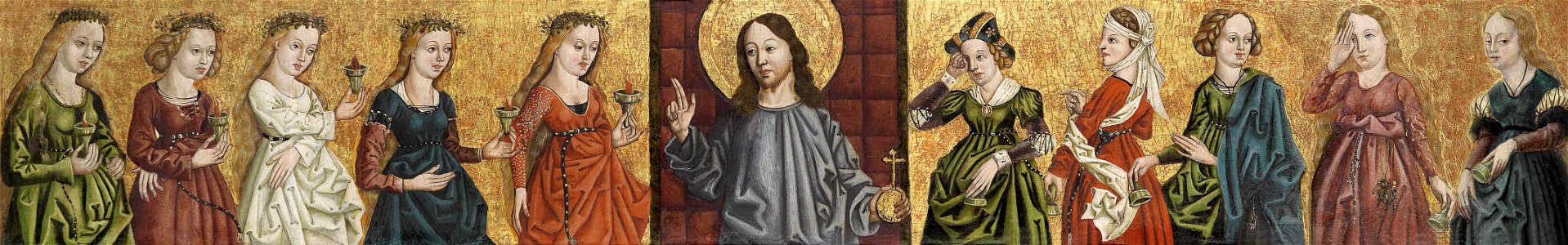 Salvator Mundi zwischen den klugen und den törichten Jungfrauen um 1500