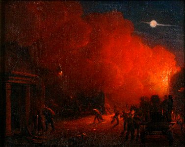 Fire Scene at Night by Robert Salmon