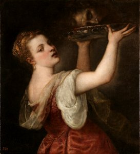 Salome with the head of John the Baptist (Titian). Free illustration for personal and commercial use.