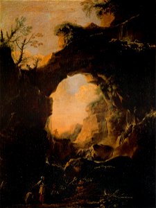 Salvator Rosa - Grotto with Cascades - WGA20048. Free illustration for personal and commercial use.