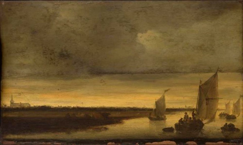 Salomon van Ruysdael - Rivierlandschap met boten, koeien aan de waterkant - Cat. 468 - Philadelphia Museum of Art