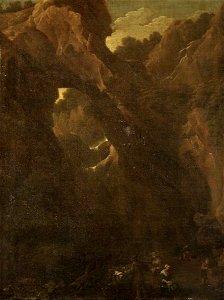 Salvator Rosa (1615-1673) (style of) - Peasants Camping by a Waterfall and Rocks - 732249 - National Trust