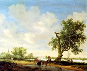 Salomon van Ruysdael - River Landscape - WGA20566. Free illustration for personal and commercial use.