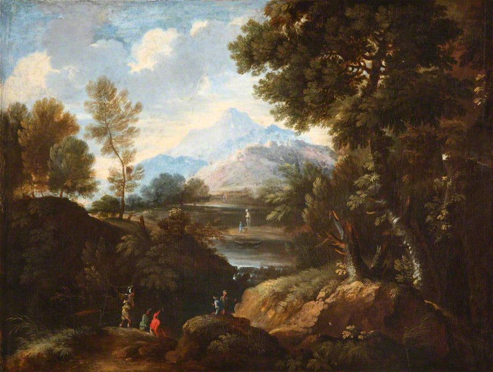 Salvator Rosa (1615-1673) (follower of) - Classical River Landscape with Figures, One in Armour - 1548039 - National Trust
