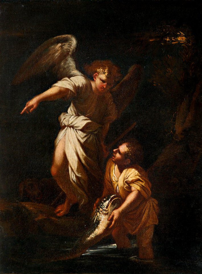 Salvator Rosa - Tobias and the Angel. Free illustration for personal and commercial use.