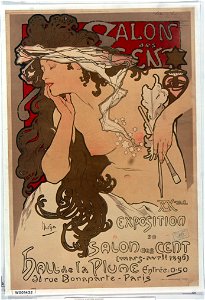 Salon des Cent. XXme exposition du Salon des Cent (mars-avril 1896), hall de la Plume. Free illustration for personal and commercial use.