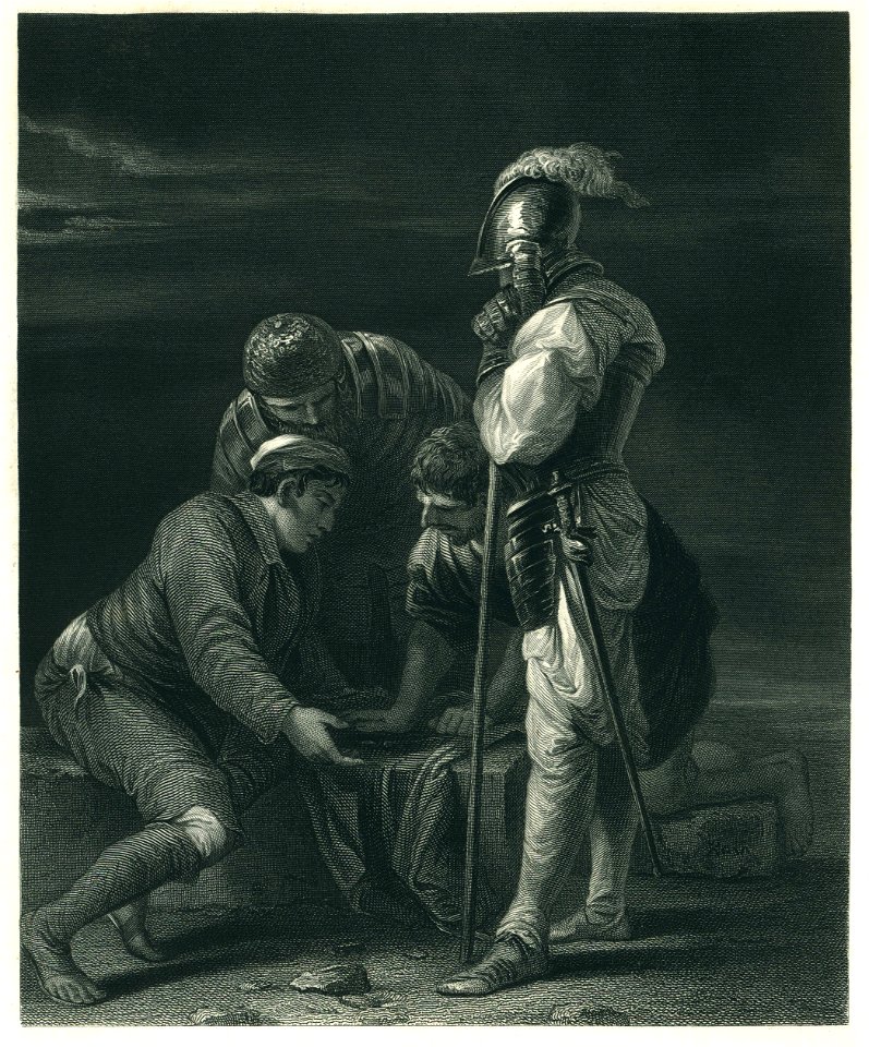 Salvator Rosa - La Partie de Dés - Steel Engraving